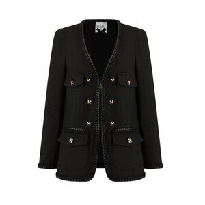EDWARD ACHOUR NWOT BRAIDED TRIM WOOL JACKET WITH GOLD-TONE BUTTONS